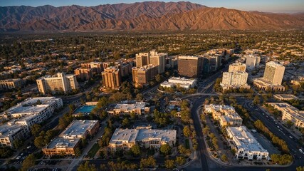 Fototapeta premium Stunning Aerial Sunset View of Riverside California