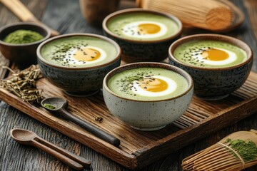 Delicious Matcha Green Tea Soup with Egg Yolk Garnish: A Culinary Delight