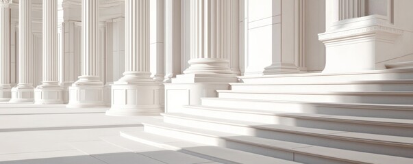 Abstract neoclassical architecture with pillars and steps