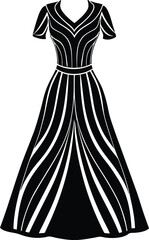 Maxi dress silhouette vector illustration