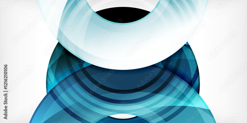 Poster bright colorful circles with light effects. abstract background