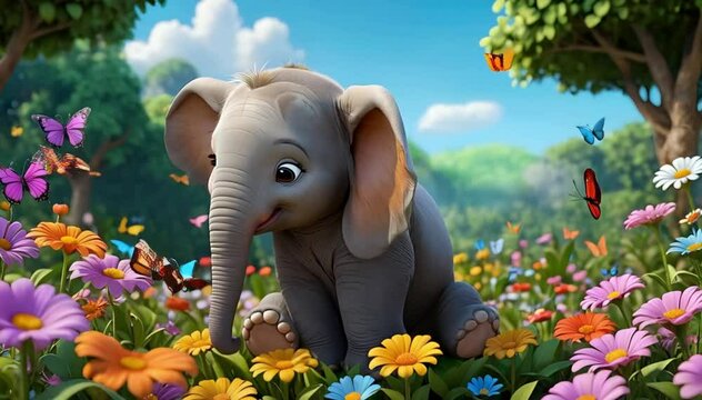 elephant and flowers