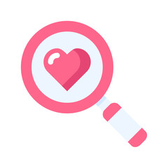 magnifying glass love flat icon
