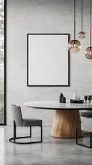 Modern Minimalist Dining Room Interior Design with Marble Table and Ambient Lighting