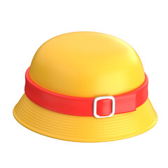 Fototapeta premium Yellow Beach Hat 3D Render, symbolizing summer fashion, sun protection, and vacation style