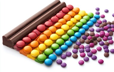 Naklejka premium rainbow Chocolate candy isolated on white background