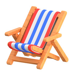 Wooden Beach Chair 3D Render, symbolizing relaxation, summer vacations, and seaside leisure