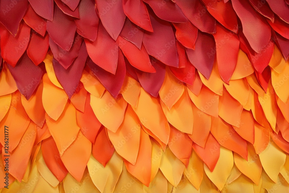 Wall mural Autumn Leaves Gradient: Close-up of autumn leaves transitioning from deep red to vibrant orange and yellow