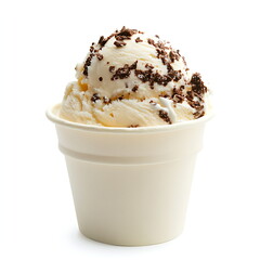 Ice cream in a paper cup isolated on a white background