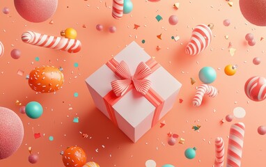 Obraz premium Gift bright 3d festive background
