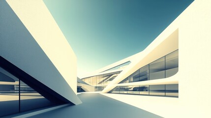 Obraz premium Abstract perspective modern building architecture with bold angles