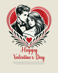 Happy Valentines Day with a romantic love social media post template banner