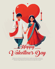 Happy Valentines Day with a romantic love social media post template banner