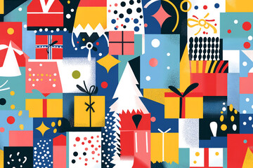 Obraz premium Christmas greeting gifts and decor template design.