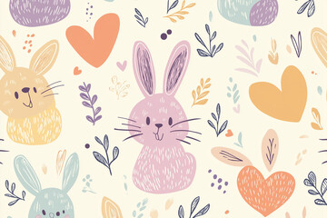 イースター, ウサちゃん, ウサちゃん, manga, 動物, ベクター, イラスト, 野ウサギ, かわいい, ひとそろい, とぶ, 休日, 模様, 赤ちゃん, 楽しい, ピンク, デザイン, 卵, 幸せな, 文科系, シームレス, おかしな, お気に入りの, 哺乳動物, カード