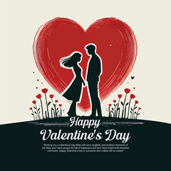 Happy Valentines Day with a romantic love social media post template banner