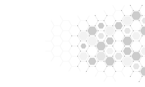 Graphic design element with abstract geometric background of simple hexagon pattern