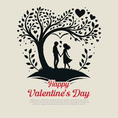 Obraz premium Happy Valentines Day with a romantic love social media post template banner