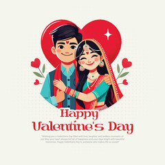 Happy Valentines Day with a romantic love social media post template banner