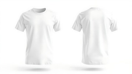Front and Back View of Classic White T-Shirt on White Background