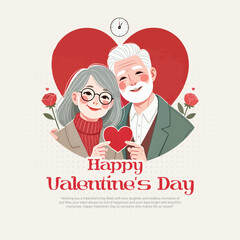 Happy Valentines Day with a romantic love social media post template banner