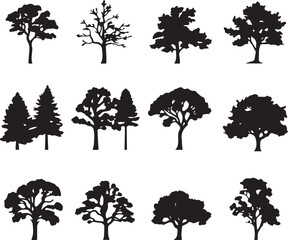  tree silhouettes in bold black outlines