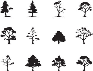  tree silhouettes in bold black outlines