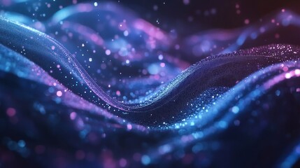 Abstract Blue and Purple Glittering Waves