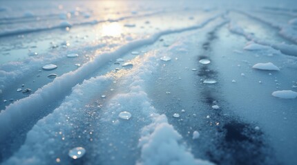 Obraz premium textured ice surface, showcasing the interplay of light and shadow across the frozen landscape