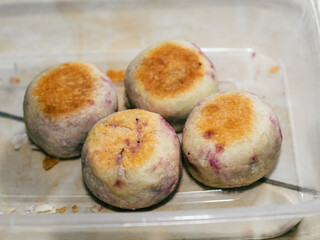 Purple sweet potato bakpia in a jar