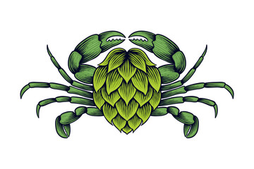 illustration of hops combined with crab