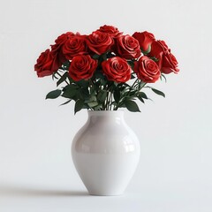 Obraz premium White Vase with Roses 3D Model