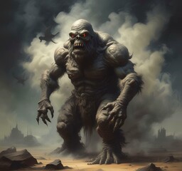 Illustration of dusty spooky monster