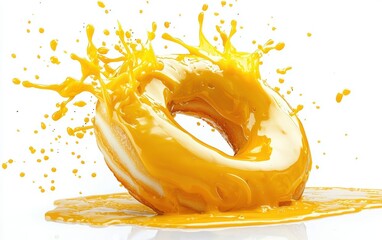 yellow donut topping splash isolated on white background