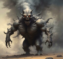 Naklejka premium Illustration of dusty spooky monster
