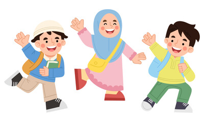 Illustration of happy Muslim children