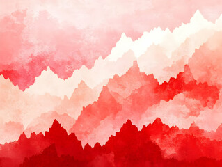 Red and Pink Watercolor Mountain Landscape Creates a Serene and Dreamlike Atmosphere with Soft Blends