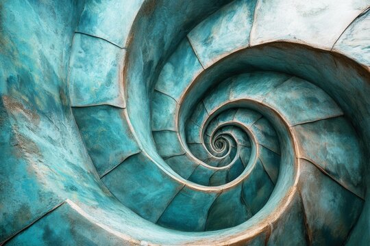 Business evolution shown through spiraling patterns in nature, natural lighting, golden ratio composition