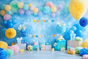 Fototapeta premium Adorable Pastel Birthday Party Decorations