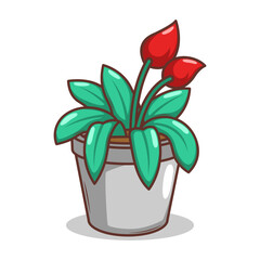 Home plant cartoon style. potted plant isolated on white

