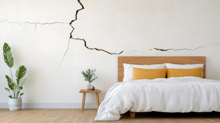 cracked wall in home reveals aftermath of unfortunate event