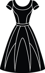 Tea length dress silhouette vector illustration 