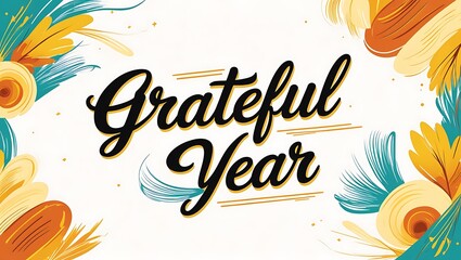 A Gratefully Celebrated Year Design With Floral Elements