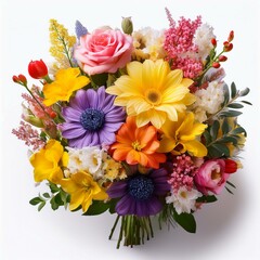 Flower arrangement or bouquet colorful spring flowers isolated on white background celebration