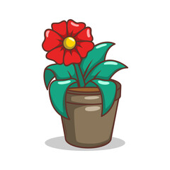 Home plant cartoon style. potted plant isolated on white

