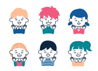 子供の表情イラストセット　笑う