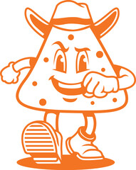Cute taco mascot walking with cowboy hat tacos logo mascot Vector illustrations