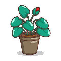 Home plant cartoon style. potted plant isolated on white

