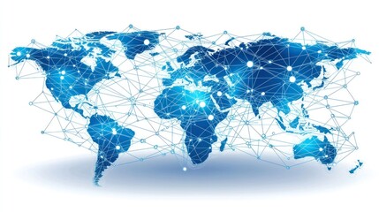 World map with network links used for data, global, communication concepts.