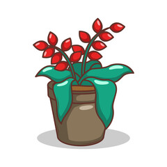 Home plant cartoon style. potted plant isolated on white

